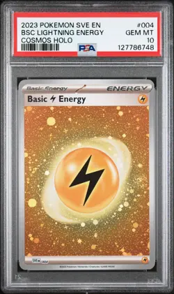 POKEMON 151 EN BASIC ENERGIES COSMOS HOLO #004 BASIC LIGHTNING ENERGY PSA 10 - Image 1