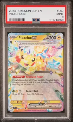 Pikachu ex 057/191 Pokemon Surging Sparks SSP EN Double Rare PSA 9 Mint - Image 1