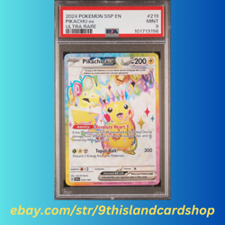 Pikachu ex 219/191 Ultra Rare Pokemon Surging Sparks SSP EN PSA 9 Mint - Image 2