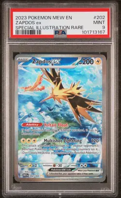 2023 POKEMON MEW EN-151 SPECIAL ILLUSTRATION RARE #202 ZAPDOS EX PSA 9 - Image 1