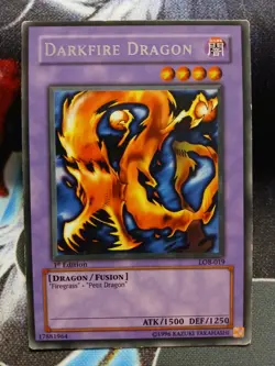 Yugioh Darkfire Dragon Rare LOB-019 1st Edition Lightly Played - Image 1