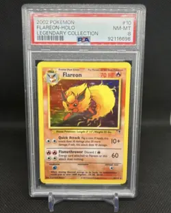 POKEMON CARD 2002 FLAREON HOLO LEGENDARY COLLECTION #10 GRADED PSA 8 - Image 1