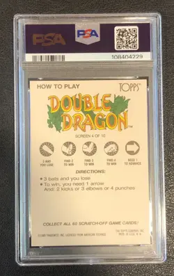Double Dragon 1989 Topps Nintendo Scratch-Off PSA 9 MINT! Graded Card #4 - Image 2