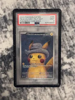 2023 POKEMON SVP BLACK STAR PROMO PIKACHU VAN GOGH GREY FELT HAT #085 PSA 9 - Image 1