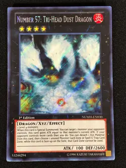 Yugioh Number 57: Tri-Head Dust Dragon NUMH-EN030 1st Secret (LP) - Image 1