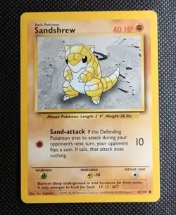 Pokemon TCG Sandshrew Original Base Set 62/102 Common 1999 WOTC Excellent / NM - Image 1