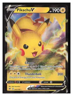 Pikachu V Battle Academy 2022 #043/185 Pokemon Holo Rare - Image 1