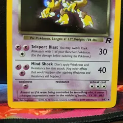 Pokemon Dark Alakazam TCG Holo Rare Card 1/82 Unlimited LP 1999 - Image 3