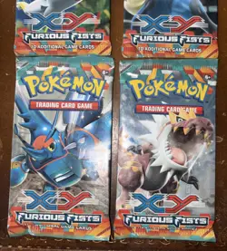 XY Furious Fists Pokemon Booster Pack Art Work Set 4 Factory Sealed Packs 820650118982 - Image 3