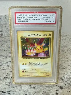 1998 Pokemon JPN Promo Pikachu Birthday White Star 2nd Anni PSA 10 w/ SWIRL 🌀 - Image 4