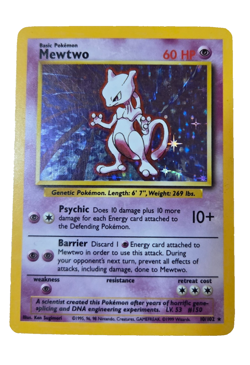 MEWTWO 10/102 Base Set HOLO rare Unlimited Pokemon TCG card - Image 1
