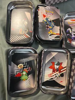 POKEMON BLACK BOLT WHITE FLARE TIN Set Of 8 No Packs But 150 Bulk Cards - Image 3