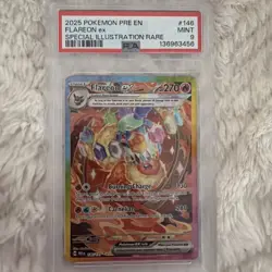 Pokemon Flareon EX 146 Prismatic Evolutions Sir PSA 9 Mint - Image 1