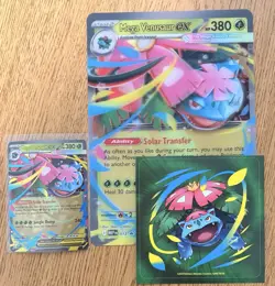Pokemon TCG Mega Venusaur ex #013 Black Star Jumbo Card, Promo Card, And Sticker - Image 1