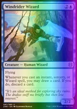 MTG Magic the Gathering Windrider Wizard (87/493) Zendikar Rising LP FOIL - Image 1
