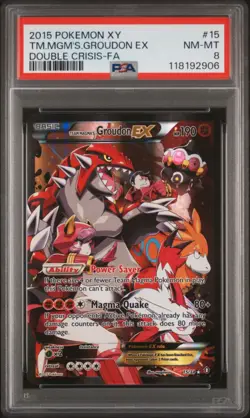 PSA 8 NM-MT 2015 Pokemon Team Magma's Groudon EX XY Double Crisis #15/34 English - Image 1