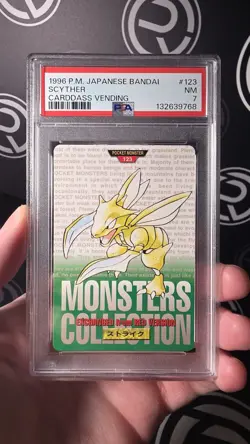 PSA 7 Scyther 123 Carddass Vending Green Version Vintage 1996 Japanese Pokemon - Image 1