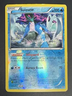 Suicune 20/101 2013 B&W Plasma Blast Pokemon Card Reverse Holo Rare HP - Image 1