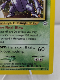 2000 Pokemon Heracross Neo Genesis Holo Rare Card 6/111 LP - Image 4
