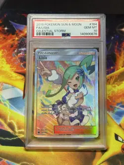 2018 POKEMON LISIA SUN & MOON CELESTIAL STORM #164 FULL ART PSA 10 - Image 1