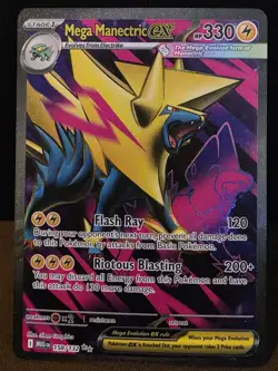 Pokemon Mega Manectric ex 158/132 Me01: Mega Evolution Holo TCG NM - Image 1