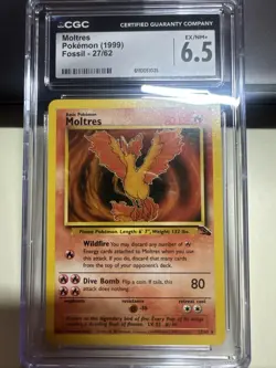 Moltres Pokemon 1999 Fossil 27/62 Rare Vintage Original - Image 1