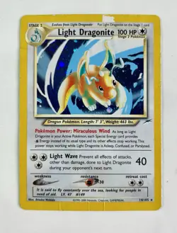 Light Dragonite 2002 Pokemon Neo Destiny Unlimited Holo Rare #14/105 * Damaged - Image 1