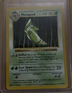 Pokemon Card Metapod Shadowless Base Set Common 54/102 - LP - NM - Image 1