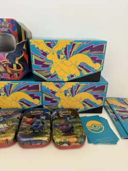 Ascended Heroes Pokemon ETBs, tins and sleeves EMPTY bundle - Image 3