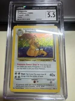 Dragonite Pokemon 1999 Fossil 4/62 Holographic Rare Vintage Base Set - Image 1