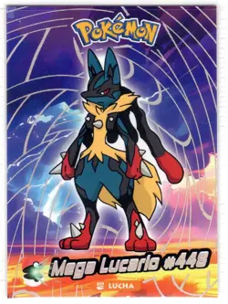 CRYSTAL CARD* MEGA LUCARIO #448 -GENGAR BACK-CRACKED FOIL HOLO RARE* POKEMON - Image 1