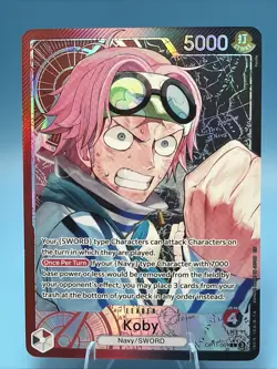 One Piece A Fist of Divine Speed Koby OP11-001 Alternate Alt Art Leader Foil NM - Image 1