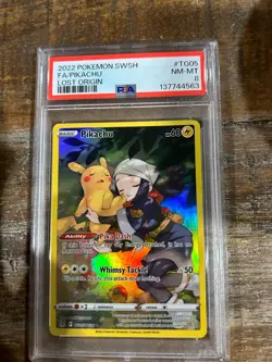 POKEMON 2022 Lost Origin Full Art PIKACHU #TG05 PSA 8 RARE - Image 1