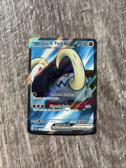 Pokemon TCG Great Tusk EX Scarlet & Violet Base Set Holo Double Rare - Image 1