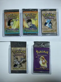2000 Pokemon 2 Gym Heroes 2 Fossil 1 Base Set 2 WRAPPERS ONLY 1st Edition C Pics - Image 1
