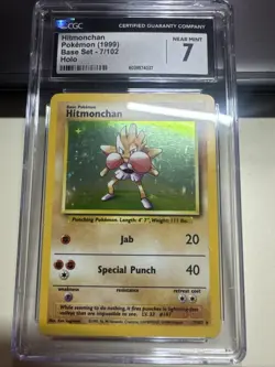 Hitmonchan Pokemon 1999 Base Set 7/102 Holographic Rare Vintage Original - Image 1
