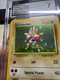 Hitmonchan Pokemon 1999 Base Set 7/102 Holographic Rare Vintage Original - Image 2