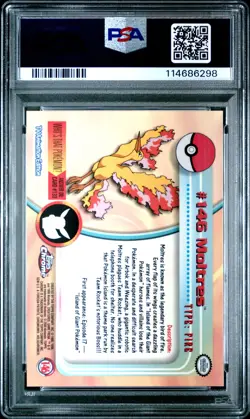 2000 Topps Chrome Pokemon T.V. #146 Moltres Pokemon T.V. PSA 10 - Image 2