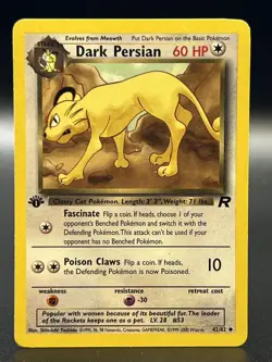 Dark Persian 42/82 1st Edition Team Rocket Uncommon WOTC Vintage Pokemon TCG HP - Image 1