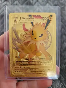 Jolteon Vmax Gold Foil Fan Art Vinyl Collector Pokemon Display Card - Image 1