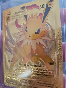 Jolteon Vmax Gold Foil Fan Art Vinyl Collector Pokemon Display Card - Image 4