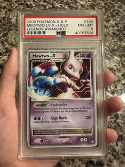 Pokemon Mewtwo LV.X Holo Card 144/146 Legends Awakened PSA 8 NM-MT Lv X - Image 1