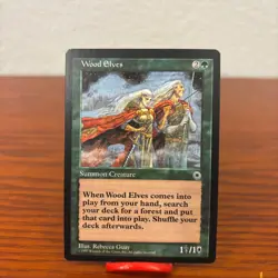 Vintage Wood Elves Portal Magic the Gathering Green Creature Card - Image 1