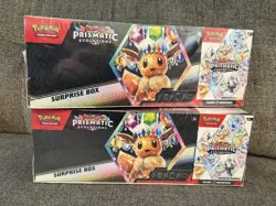 🔥 Lot Of 2 Pokemon Prismatic Evolutions Surprise Box+Booster Bundle Sams Club - Image 1