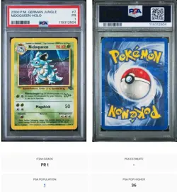 POP 1! - PSA 1 - Nidoqueen Holo #7 - 2000 German Pokemon Jungle - Image 1