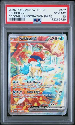 2025 POKEMON WHT EN-WHITE FLARE SPECIAL ILLUSTRATION RARE #167 KELDEO EX PSA 10 - Image 1
