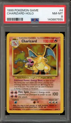 Pokemon Charizard Base Set Unlimited Holo Rare #4 PSA 8 - Image 1
