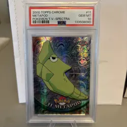 PSA 10 2000 Pokemon Game Topps Chrome Metapod Spectra TV Rare Base Series 1 GEM - Image 1