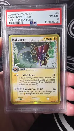 PSA 8 - Kabutops Holo 9/110 (2006) Pokemon EX Holon Phantoms #9 - Image 1