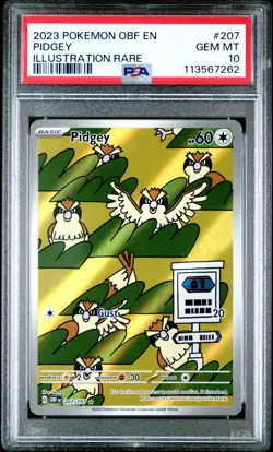 2023 POKEMON OBF EN-OBSIDIAN FLAMES ILLUSTRATION RARE #207 PIDGEY PSA 10 - Image 1
